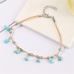 Raffia Pebble Bracelet, Hand-woven Bracelet, Raffia Anklet