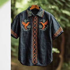 Chemise rétro pour homme à manches courtes et imprimé 3D