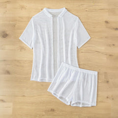 Casual Half-Sleeve Mesh Beach Set