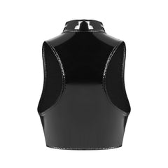 Sexy Women's Mirror Bright Leather Vest