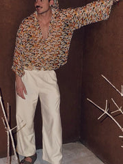 Retro geometrisch bedrucktes, transparentes Oversized-Hemd