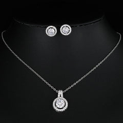 Two-piece Zircon Disc Necklace Set