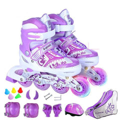 Patines infantiles completos para principiantes, ajustables, zapatos de patinaje para niños y patines de ruedas para mujeres
