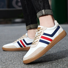 Mens Leather Sneakers With Built-In Height-Boosting Insoles And Tendon-Style Rubber Soles