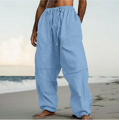 Pantalon de plage à jambes droites, de couleur unie, confortable et adapté au quotidien et au streetwear