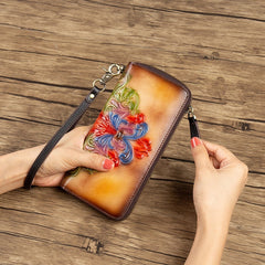 Genuine Leather Long First-Layer Cowhide Wallet Zipper Purse