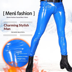 Pantalon pour homme en PU miroir, aspect cuir, en latex synthétique
