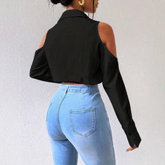 Cardigan pour femme à revers boutonné, au design de blouse sophistiquée