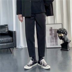 Pantalon décontracté polyvalent pour homme, coupe ample et droite