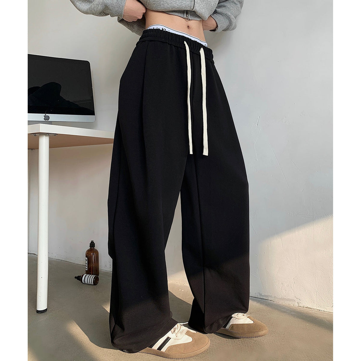Pantalon de survêtement ample et épais doublé polaire, grande taille