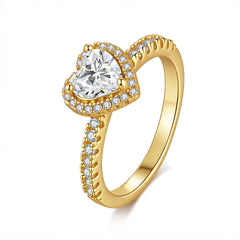 Love-Heart Moissanite 925 Silver Platinum-Plated Ring For Women