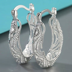 Diamond Cut Fancy Filigree Hoop Earrings
