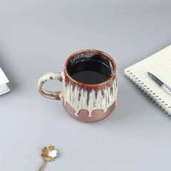 Large Ceramic Coffee Mug, 21 Oz, Gilt Beige Blue Tea Cup for Office and Home, Dishwasher and Microwave Safe