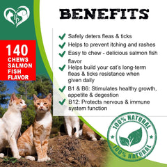 Flea and Tick Prevention Chewable Pills for Cats Revolution Oral Flea Treatment for Pets Pest Control & Natural Defense Chewables Small Tablets Salmon Fish Taste