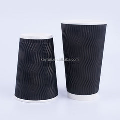 50PCS 8oz 12oz 16oz Custom Printed E co F riendly Triple Ripple Wall cup 3 Layer Disposable hot drink Coffee Paper Cups