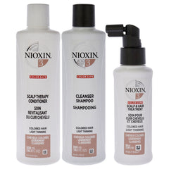 System 3 Kit by Nioxin for Unisex - 3 Pc 10.1oz Color Safe Cleanser Shampoo, 10.1 oz Color Safe Scalp Therapy Conditioner, 3.38oz Color Safe Scalp and Hair Treatment
