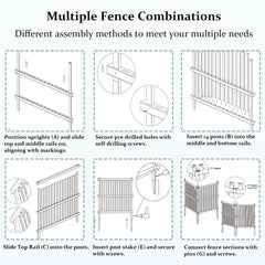 Air Conditioner Fence, Trash Can Vinyl Privacy Fence White Panel for Outside, Outdoor Pool Equipment Enclosure with Metal Stakes, (2-Pack)