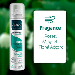 ABOVE Fresh - Dry Shampoo - Absorbs Excess Oil Between Washes - Gives Softness and Shine to Your Strands - Does Not Leave Residue - Prevents Bad Odors with Floral and Citrus Notes - 3.17 oz