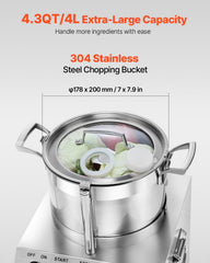 Food Processor Vegetable Chopper 4.3 Quart F ood-G rade Stainless Steel Blender