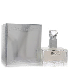Lattafa Musk Salama perfume 3.4 oz 100 ml EDP spray for women, featuring the glass bottle and its silver packaging box.