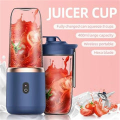 Small Electric Juicer 6 Blades Portable Juicer Cup Juicer Fruit Juice Cup Automatic Smoothie Blender Ice CrushCup