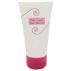 Aquolina pink sugar travel shower gel for women, 1.7 oz squeeze tube with pink swirls and cap.