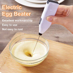 White Electric Egg Beater Milk Frother For Coffee Household Kitchen Mini Stainless Steel Coffee Milk Tea Blender