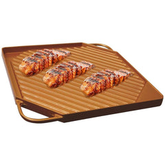 Dual-Sided Copper Griddle and Grill Pan