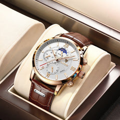 Mens High-end Quartz Watch Multifunction Chronograph Luminous And Water-resistant Wristwatch