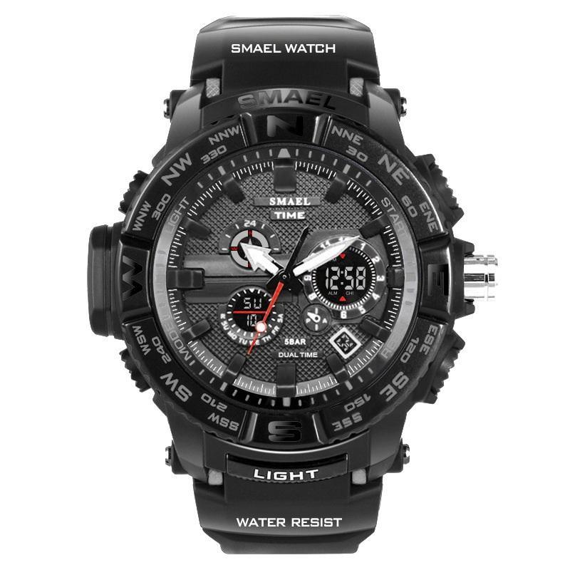 Nouvelle montre de sport de luxe à double affichage LED numérique et analogique, électronique à quartz, avec protection étanche à 30 m