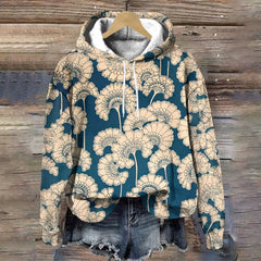 Stylish Floral-patterned Loose-fitting Designer Hoodie For Fall