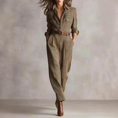 Combinaison chic à carreaux pour femme, printemps et automne