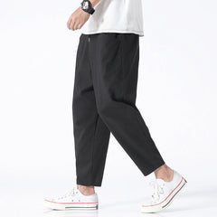 Pantalon sarouel court décontracté ample en coton et lin
