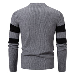 Mens Knitted Sweater With Color-block Design