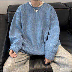 Solid-color Crew-neck Sweater For Men And Women