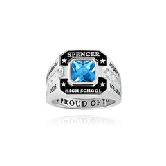 College Commemorative Gift Square Zircon Ring
