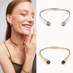 Personalized Geometric Square Womens Niche Design Chic Crystal Choker
