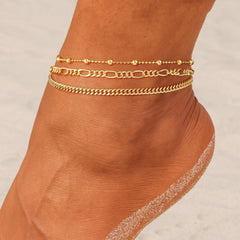 Retro Metal Versatile 3-piece Ankle Chain Set