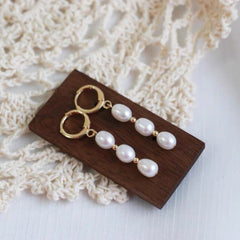 Womens Natural Freshwater Pearl Earrings