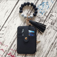 Silicone Bead Bracelet Leather Wallet