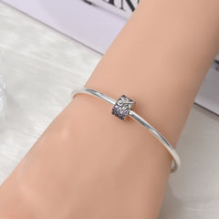 Silver-plated Colorful Zircon Accent Bead DIY Bracelet Charm