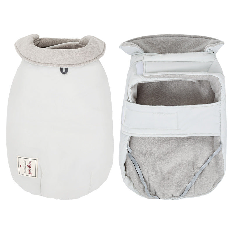 Gilet chaud coupe-froid en coton rembourré pour chien, col montant et revers, couleur unie