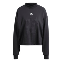 adidas Womens Printed French Terry Loose Sweatshirt Black X-Large