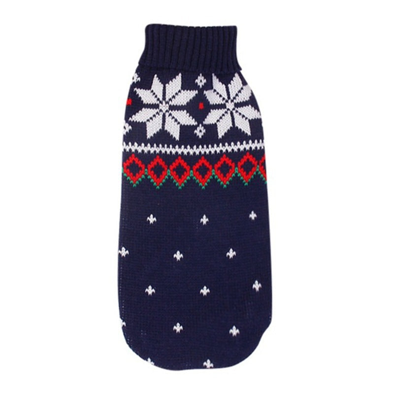 Pull tricoté à col roulé de Noël pour chiens