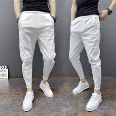 Pantalon sarouel moulant de couleur unie, longueur cheville, avec chevilles élastiques à nouer