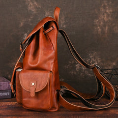 Retro Full-grain Leather Mens Backpack