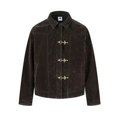 Deconstructed Jacket Design Mens Cropped Relaxed-fit Casual Outerwear
