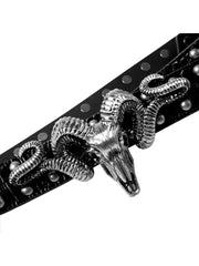 Ceinture en cuir de vache pleine fleur avec tête de crâne et de mouton à effet usé