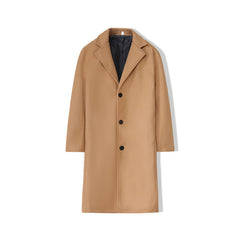 New Mens Mid-length Loose-fit Solid-color Padded Trench Coat