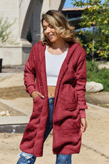 Chaqueta roja de peluche con capucha, talla completa y diseño Double Take, con orificios para los pulgares, ultracálida, elegante y cómoda